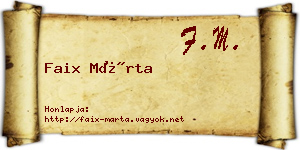 Faix Márta névjegykártya